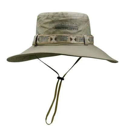 Summer Bucket Hat Outdoor UV Protection Wide Brim Panama Safari Hat Mesh Fisherman Beach Cap for Hiking Cycling Fishing Hat