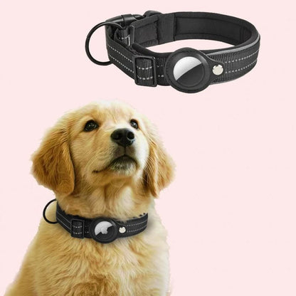 Coleira de cachorro AirTag, coleira reflexiva, coleiras acolchoadas, suporte para AirTag, coleira ajustável para cães pequenos, médios e grandes