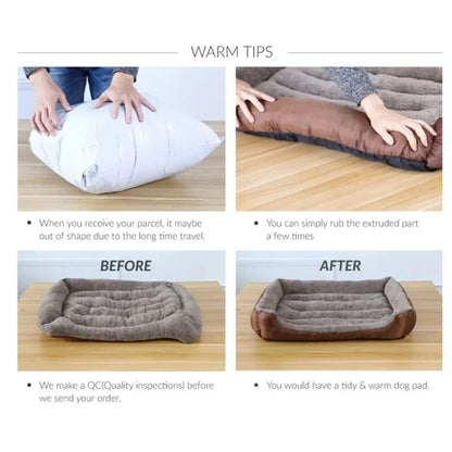Ninho Quadrado Grande Cama para Cães de Grande Porte S-3XL Cama para Cães Pequenos e Médios Ninho de Fleece Macio Sofá-Cama Grande para Cães Casa de Gatos Quente de Inverno para Animais de Estimação