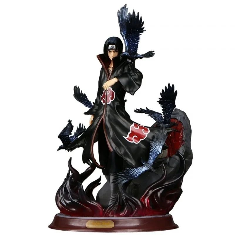 Naruto Anime Figure Uchiha Itachi Boneco de Ação de Pvc Naruto Shippuden Uchiha Itachi e Corvo Coleção Modelo de Brinquedo 25cm