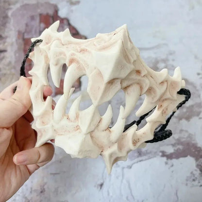 Halloween Skull Mask Long Teeth Demon Skeleton Half Face Cosplay Party Mask Scary Horror Wolf Dragon Tiger Costume Accessory