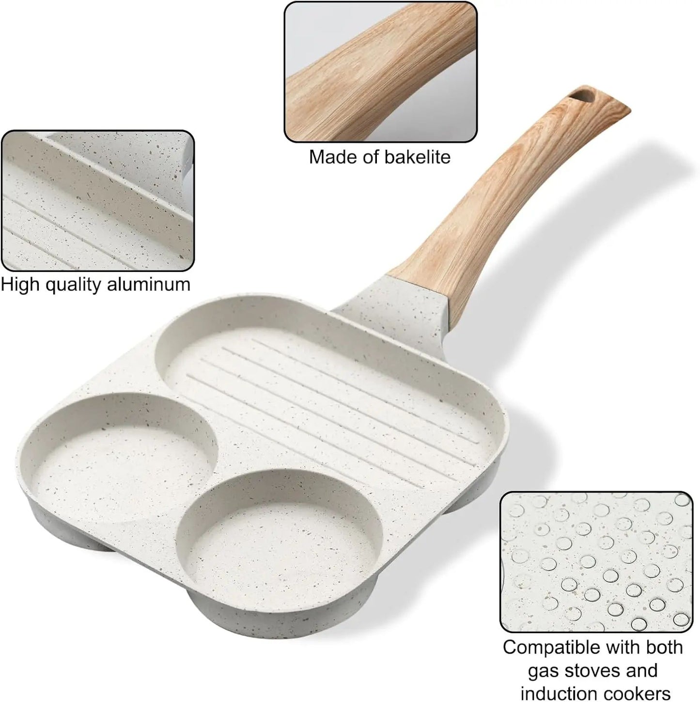 Egg Pans Small Frying Pan Nonstick for Eggs 3Section,Omelette Pan Egg Frying Pan Suitable for Pancake,Hamburger,Sandwiches