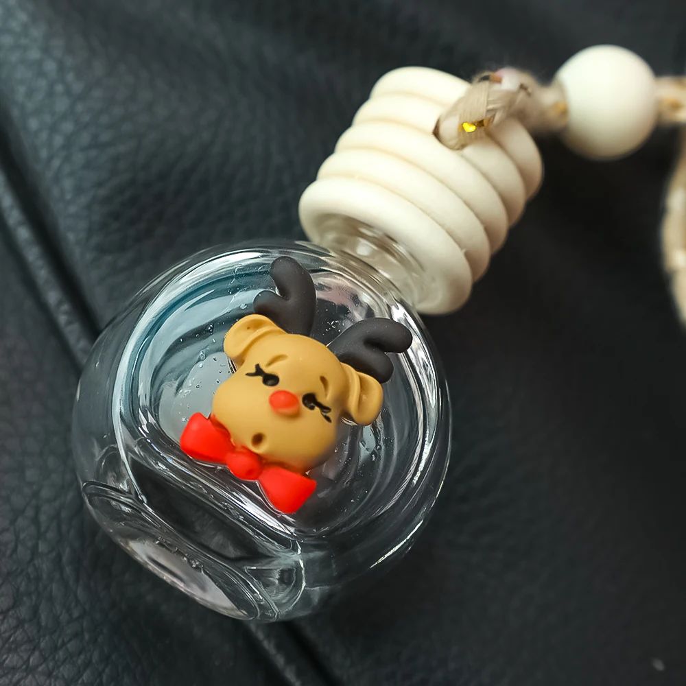 Pingente de Frasco de Perfume de 10ml Decoração de Espelho Retrovisor de Carro de Natal Frasco de Vidro Vazio Frasco de Óleo Essencial para Aromaterapia