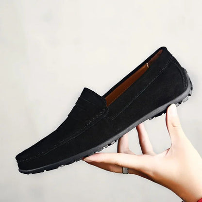 High Quality Leather Men Loafers  Slip on Mens Casual Shoes Fashion Flats Male Driving Shoes Moccasins Ten Colors Size 38-47