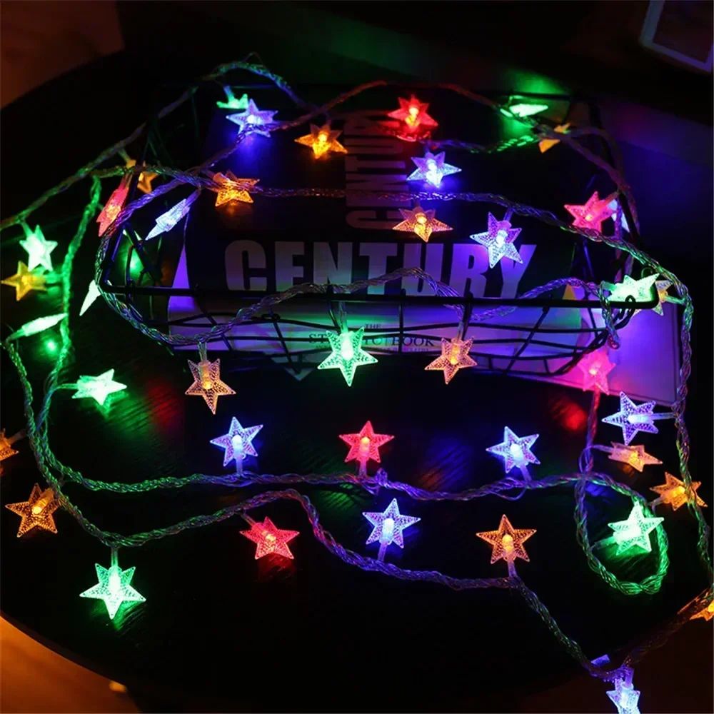 Battery Power Star Led Lights Garland Fairy String Christmas Outdoor Lamp Garden Bedroom Room Wedding Party Decoration