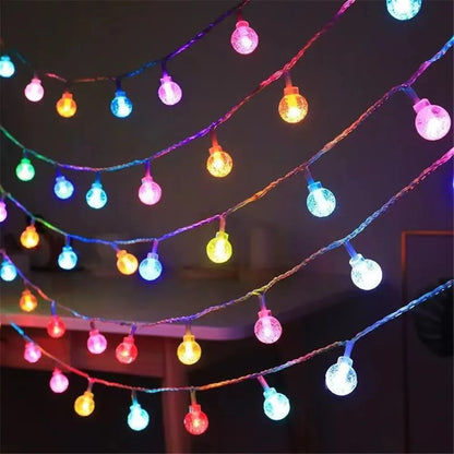LED Bubble Ball String Lights Golden Glow Battery Operated Indoor Fairy Lights for Wedding Holidays New Year 2026 Decorations