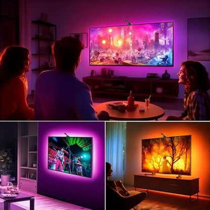 Smart TV LED Backlight with Camera for 55-75 inch Screens RGBIC LED Strip Lights Sync to Screen& Music Gaming Room Decor Light