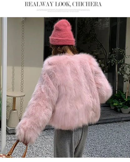 Faux Fur Coat Womens Clothing 2025 New Fashion Casual Imitation Fox Fur Coat Female  Short Loose Comfortable Winter Jacket