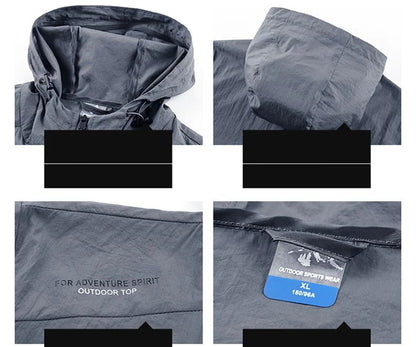 UPF50+ Summer Outdoor Quick Dry Sun-Protective Thin Jacket Men Hiking Fishing Cycling Hooded Gym Sport Ultra Light Windbreaker