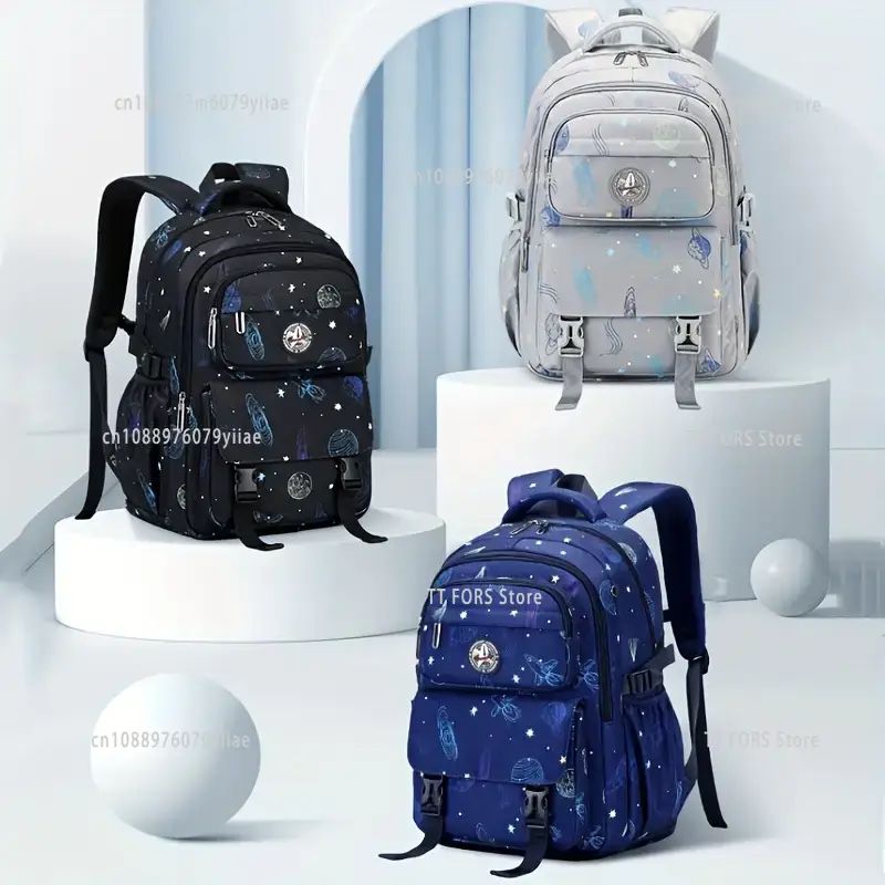 Nova Mochila Escolar Infantil Impermeável Ortopédica para Meninos com Estampa de Céu Estrelado Mochila de Descanso para Alunos do Ensino Fundamental Presente de Aniversário para Crianças