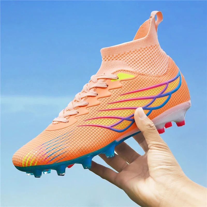 High Ankle Sports Footwear FG/TF Kids Soccer Cleats Football Boots Professional Men's Soccer Shoes Krampon Outdoor Sneakers 2025