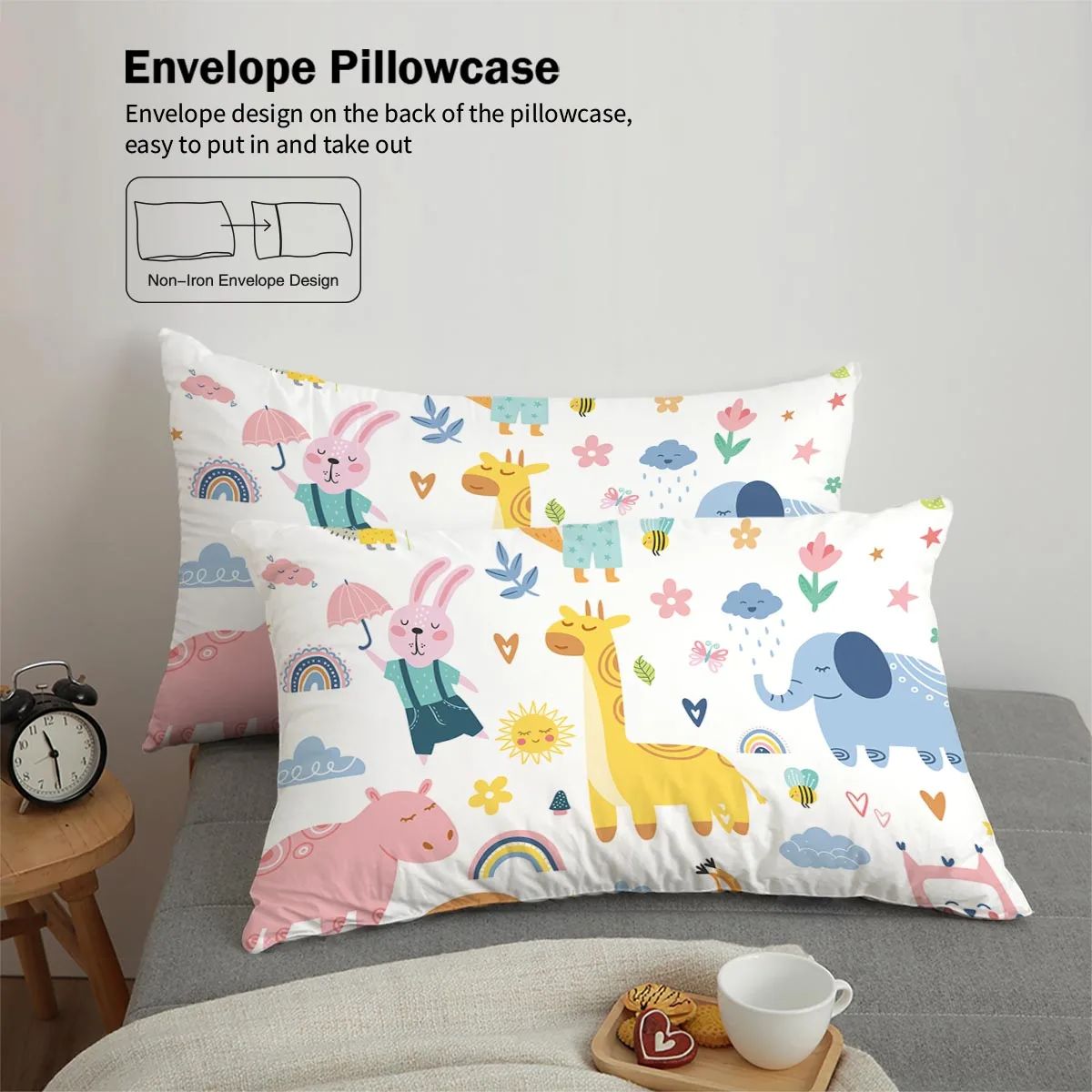 3pcs Cartoon Animal Park Theme Printed BeddingSet,For Bedroom, Guest Room (1*Duvet Cover + 2*Pillowcase, NO Core)