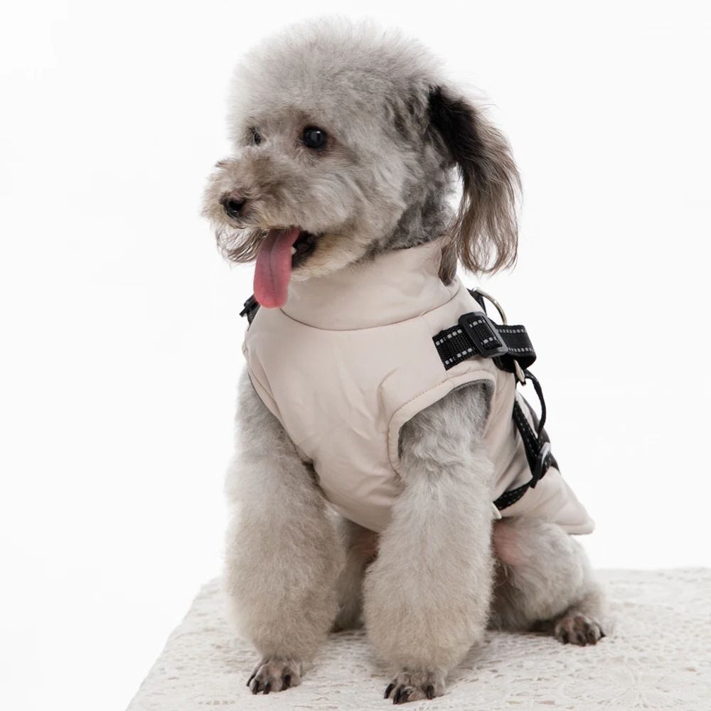 Casaco Quebra-Vento para Cães com Colete e Dois Anéis em D Jaqueta para Cães Casaco com Capuz Quente Roupa Quente para Cães