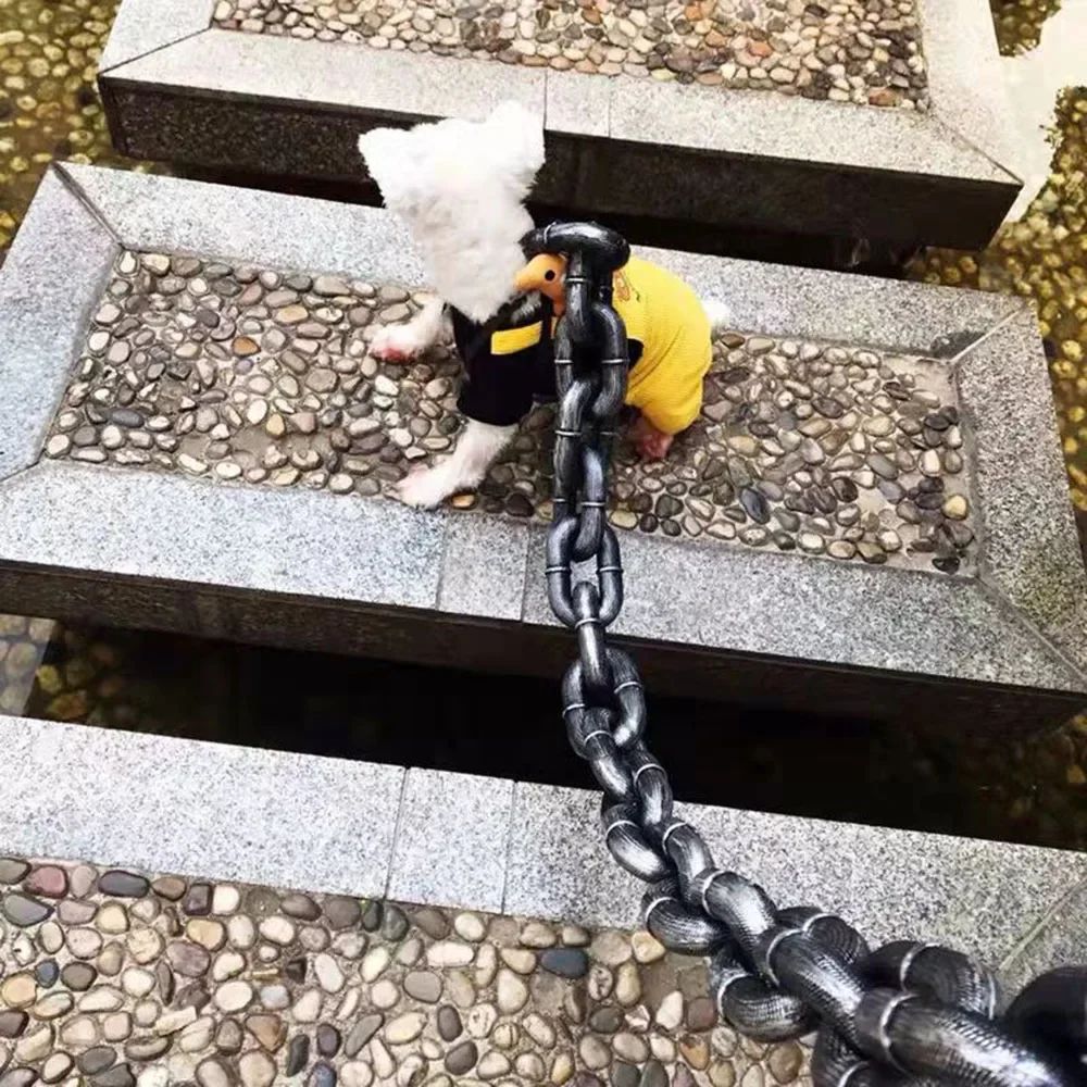 Corrente de Ferro de Simulação de Plástico Gigante para Cães Guias de Plástico Grosso para Cães Corda de Tração Divertida para Filhotes Grande Corrente de Ferro Acessórios para Cães de Estimação