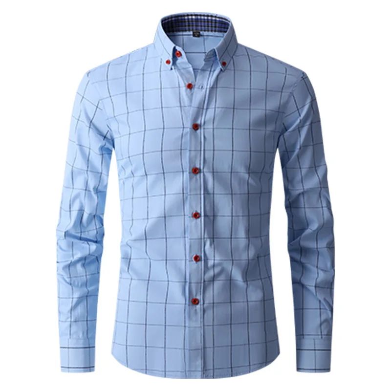 Brand New Men Shirt Male Dress Shirts Plaids Men's Casual Long Sleeve Business Formal Plaid Men's Shirt Camisa Social