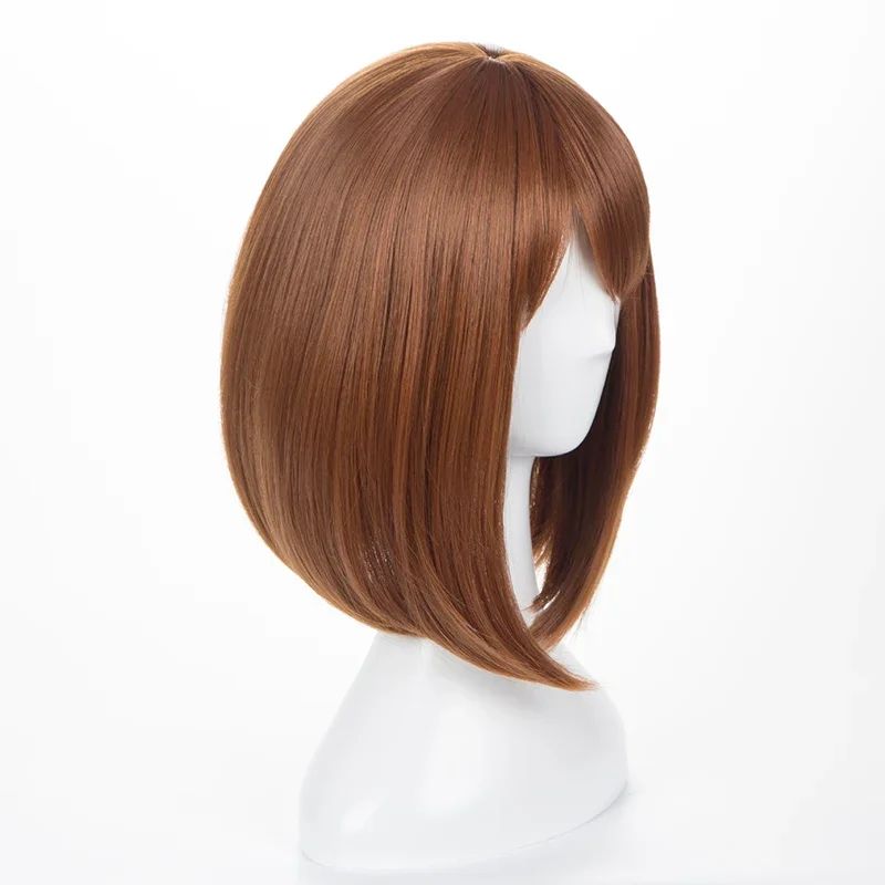 Anime My Hero Academia Ochako Uraraka Peruca Sintética Curta Bob Marrom Resistente ao Calor Peruca de Fantasia Cosplay