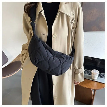 Puffer Shoulder Bag for Women Soft Down Cotton Padded Tote Handbag Purse Quilted Cross Body Bag Solid Color Bubbles Cloud Bag
