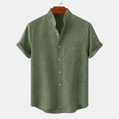 FEGKZLI Men's Fashion Short Sleeve 100% Cotton Linen Shirt Casual Oversized Loose Beach Shirts
