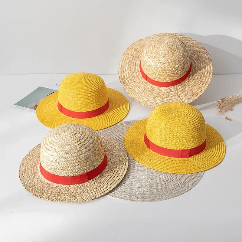 Chapéu de Sol Chapéu Luffy para Mulheres e Homens, Acessório de Cosplay de Desenho Animado One Piece, Chapéu de Palha Luffy, Chapéu para Pais e Filhos