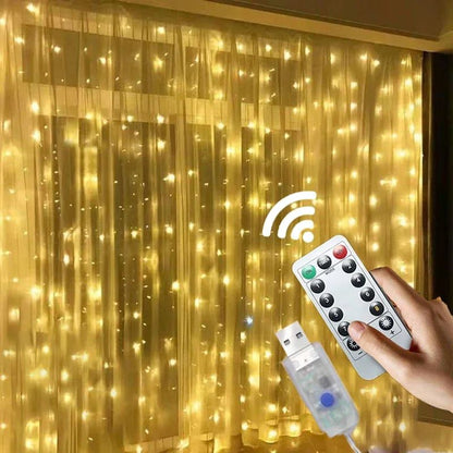 3M LED Curtain Fairy Light Christmas Garland Lamps for Wedding Party Home Decoration