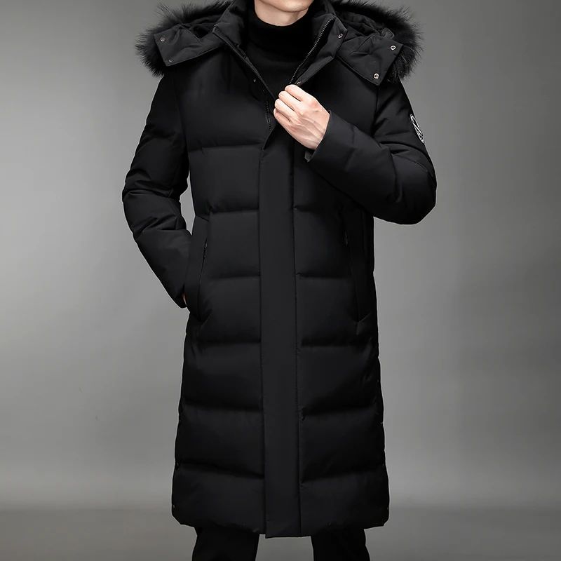 Mens Thickened Down Jacket -30 Winter Warm Down Coat 2025 New Men Fashion Long White Duck Hooded Down Parkas Snow Plus Size 5XL