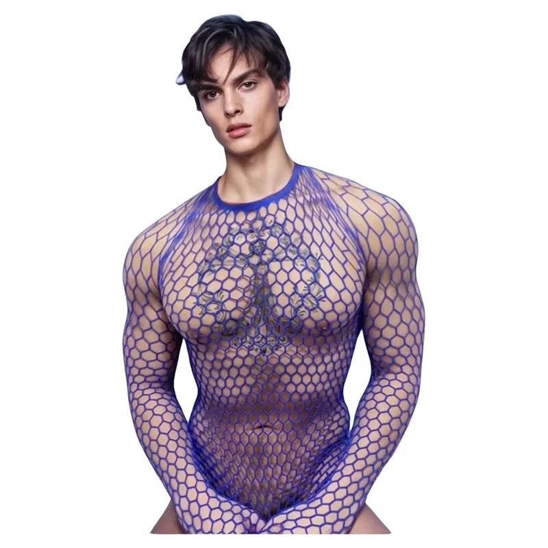 Fashion Hollow Out Basic T Shirts Mens Women Sexy Hollow Out See Through Mesh T-shirt Party Spring Vintage Slim Fit Elastic Tees