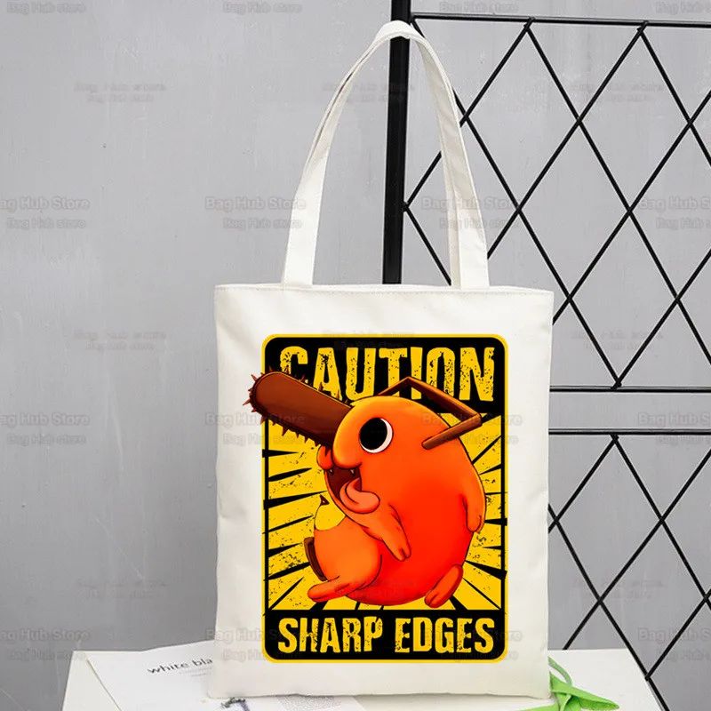 Chainsawman Kawaii Pochita Denji Shopping Bag Bolsas De Tela Shopper Chainsaw Man Anime Shopping Jute Bag Cotton Bag Jute Sacola