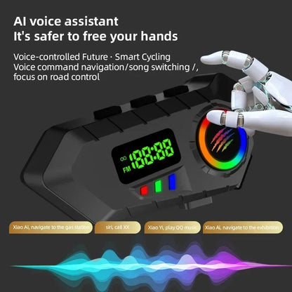 Motorcycle Helmet Headset Bluetooth 6.0 FM Radio Waterproof LCD Display Communication System for Motorbike Riders