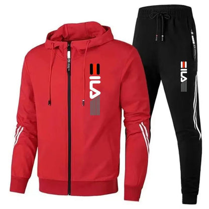 Autumn and Winter Men's Jogging Fitness Sets, Men's Casual Sportswear Sets, Zippered Sportswear Shirts + Sportswear Pants Sets