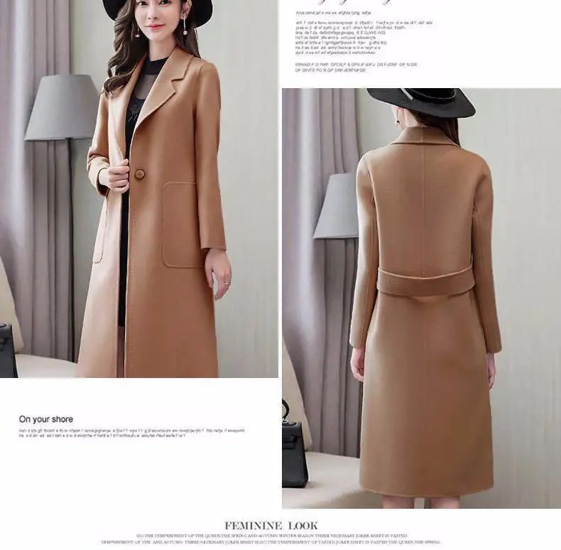 Fashionable Woolen Coat Women's Stylish Meticulous Korean Version Medium Length Autumn Winter New Style Polyester Fiber