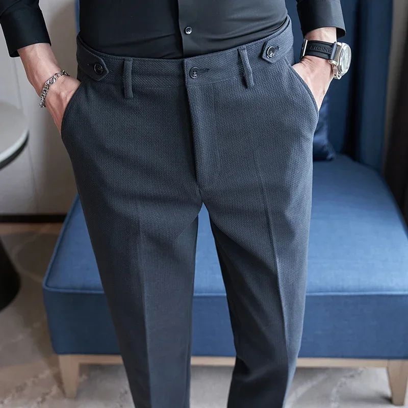 Calças de Terno Masculinas, Calças de Vestir Slim Modernas, Calças Brancas Pretas Azuis Verdes Pantalones Hombre Outono/Inverno Masculino, Novidade 2025