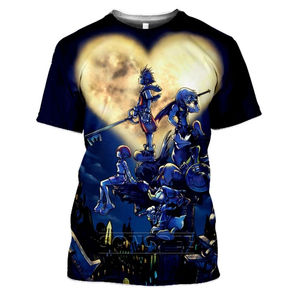 Hot Game Kingdom Hearts 3d Printed T-shirt Fashion Short sleeve Cosplay Street Style Tops Men Women Kids T shirt Size (100-6XL)