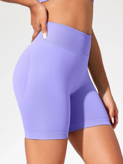 Summer High Waisted Yoga Shorts for Women Fashionable and Sexy Running Fitness Pants Solid Color Yoga Leggings Elastic Tights