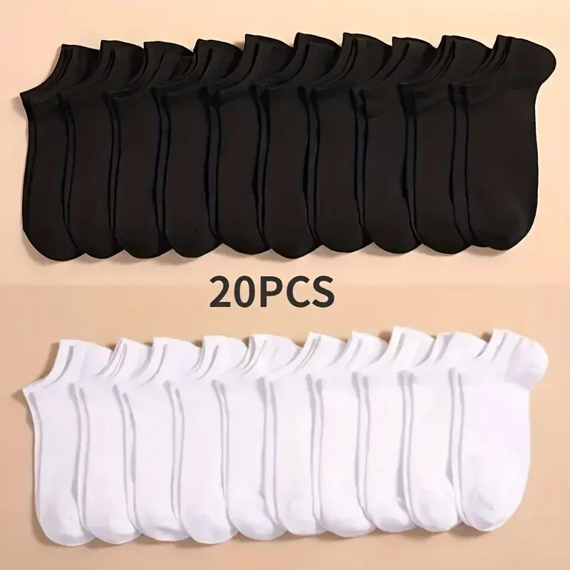 10 or 20 or 40 Pairs Unisex Solid Cotton Socks Men Women Low Cut Ankle Socks Bulk Black White Grey Socks Soft Lightweight