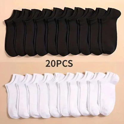 10 or 20 or 40 Pairs Unisex Solid Cotton Socks Men Women Low Cut Ankle Socks Bulk Black White Grey Socks Soft Lightweight