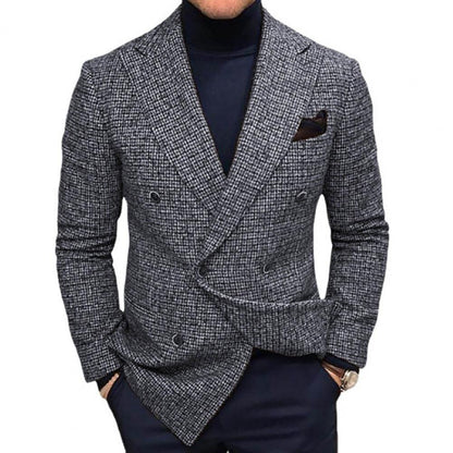Men Slim Fit Turndown Collar Solid Color Streetwear Autumn Winter British Style Buttons Suit Jacket Coat British Blazer