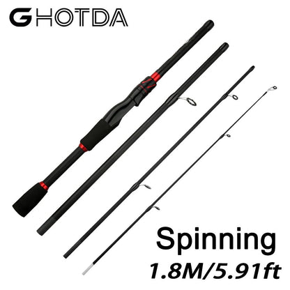 Vara de Pesca de Carretilha / Molinete de Fibra de Carbono Ultraleve Ação Rápida Cabo Ergonômico Compatível com Água Salgada e Doce
