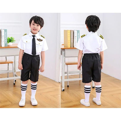 2025osplay Costumes pour enfants, uniforme de pilote d'avion, vêtements de classe de profession