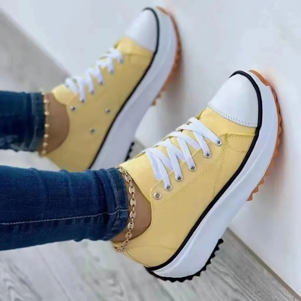 Women's New Casual Single Shoes for Women 2024 Autumn Summer Round Head Canvas Solid Color Low Top Large Size Women's Shoes