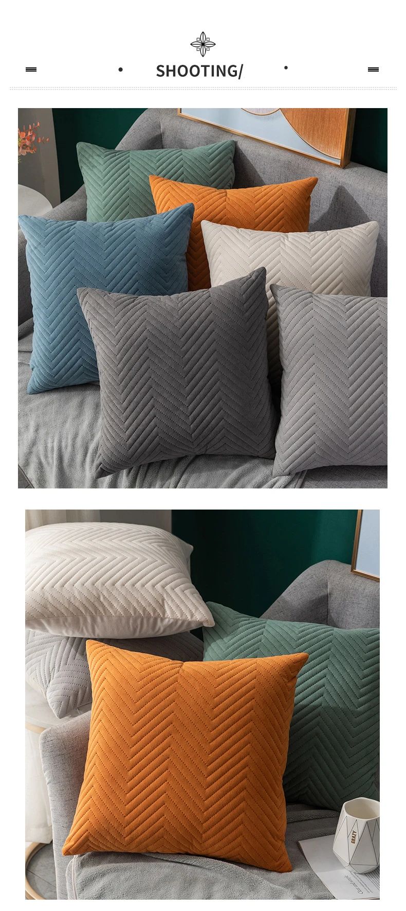 Quilted Velvet Pillowcase Throw Pillow Covers Home Cojines Decor Pillow Cases Simple Sofa Cushion Cover Decorative 45x45cm