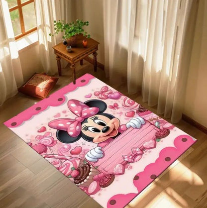 1pc Soft Cozy Minnie Mouse Pink Area Rug 3D Printed Carpet for Living Room Bedroom or Hallway Decor Cute and Comfortable Design