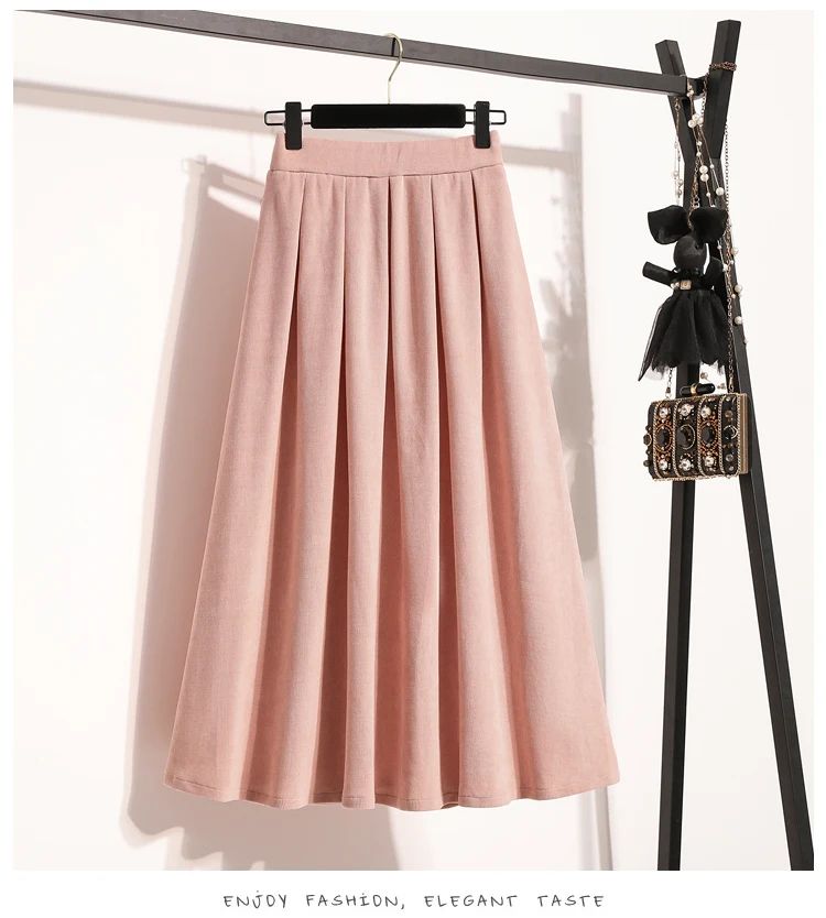 2025 Plus Size Pleated Skirts Solid Versatile Medium Length Skirt A-Line Maxi Gown Cover Autumn Winter New Half-length Skirt