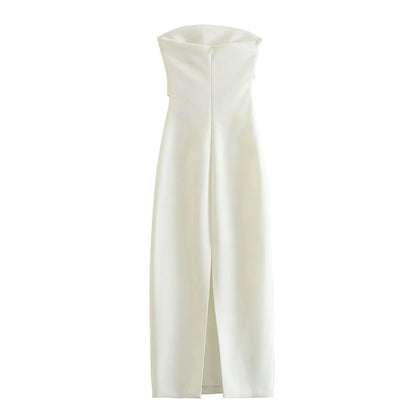 ASDS 2024 off shoulder black white long dress women bodycon beige midi dress wom