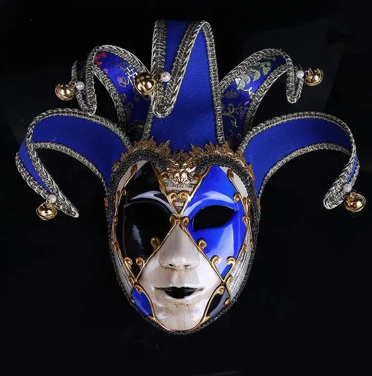 New Clown Mask Adult Masquerade Venice Retro Purple Masks Full Face Cosplay Scary Halloween Witch Mask Props Women Men