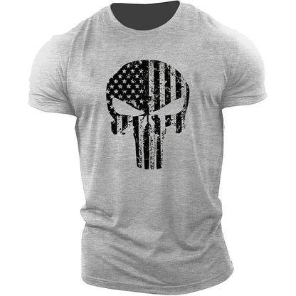 Men's 2022 Skull 3D Printing T-Shirt Men's Casual Sports T-Shirt Short Sleeve Summer New Quick Dry Tough Guy Army Green Top 6XL