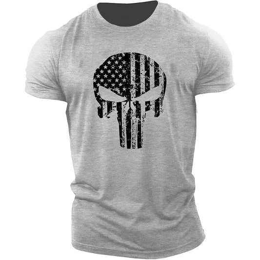 Men's 2022 Skull 3D Printing T-Shirt Men's Casual Sports T-Shirt Short Sleeve Summer New Quick Dry Tough Guy Army Green Top 6XL
