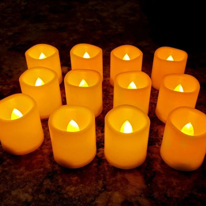 24/12PCS With Battery Flickering LED Candle Tealights Flameless Wedding Home Christmas Decor Candle Battery-powered Night Light
