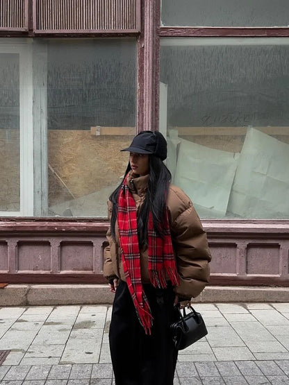 Detachable Hooded Padded Jackets Women's Loose Full Sleeves Zipper Pockets Stand Collar Coats 2025 Autumn Winter Female Outwear