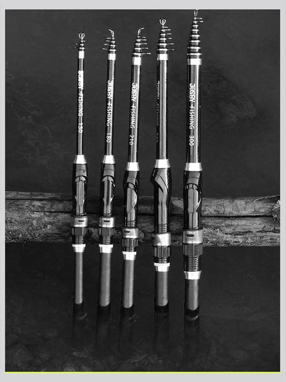Vara de Pesca Telescópica Ultra Durável de Carbono para Spinning e Pesca de Rocha, Carpa, Alimentador 1.5-3.0M, Portátil, Mini Equipamento de Pesca para Viagem