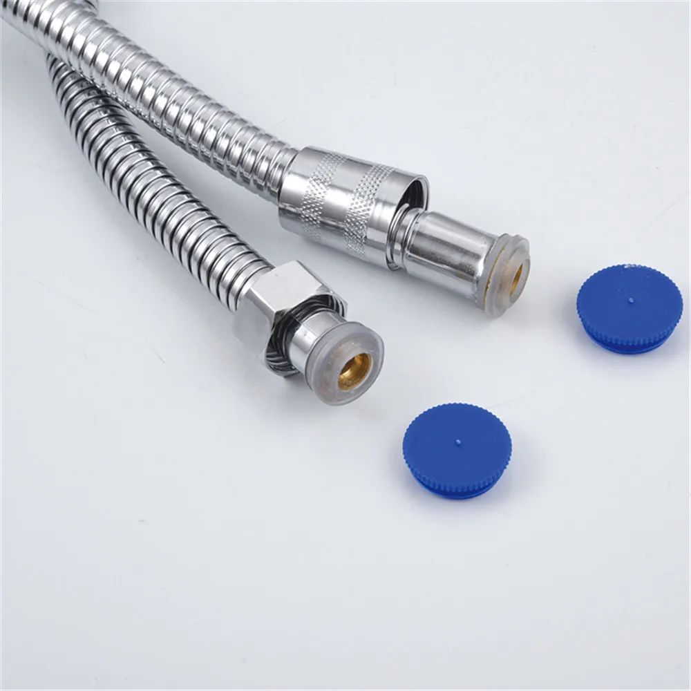 1,5/2M Mangueira de chuveiro flexível preta/prata SUS 304 Tubo de chuveiro longo para banheiro Extensão de tubo de água Tubo de puxar Acessórios para banheiro